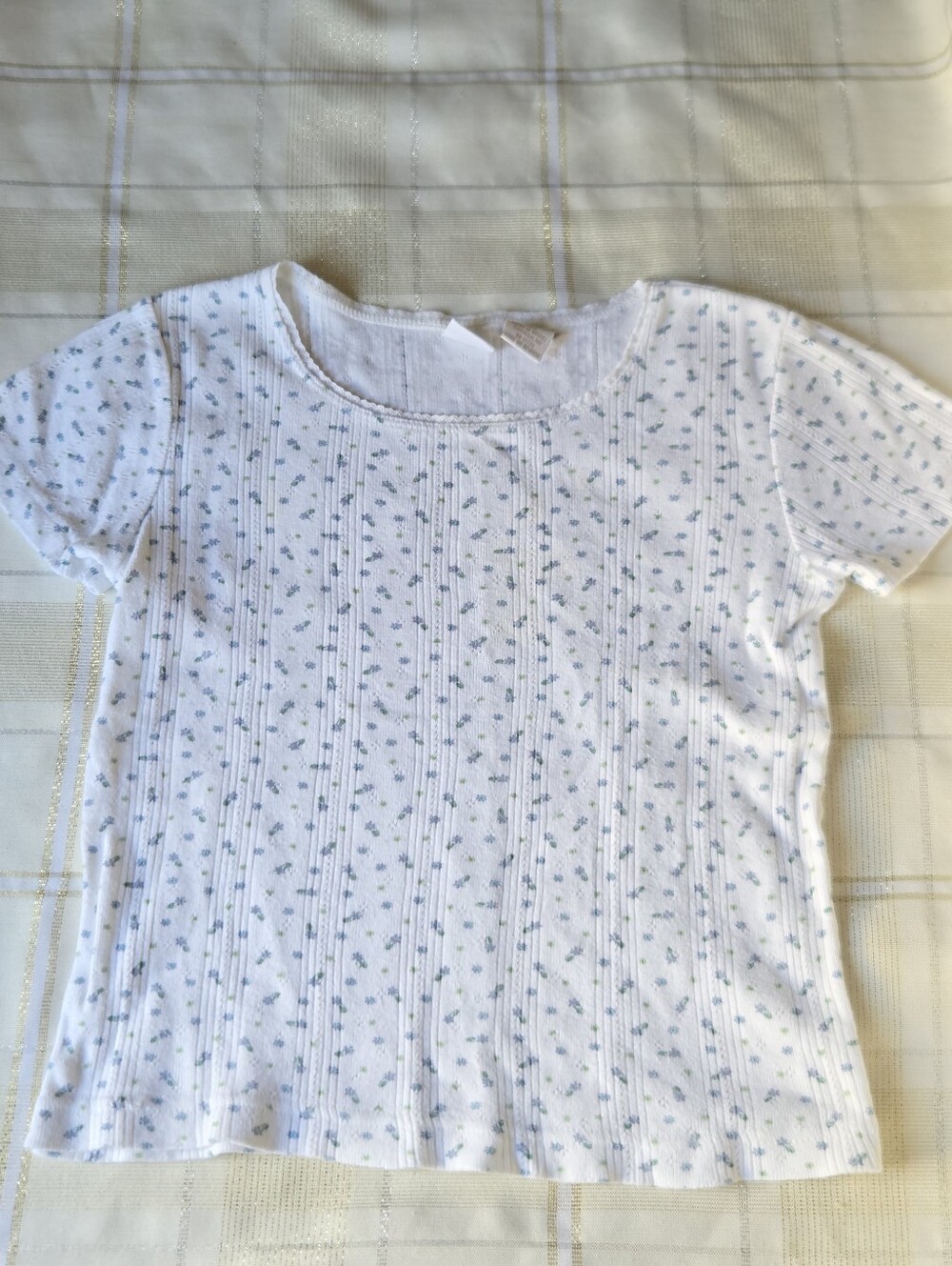 Cherokee Kids' Short Sleeve Tee with Blue Floral on White
